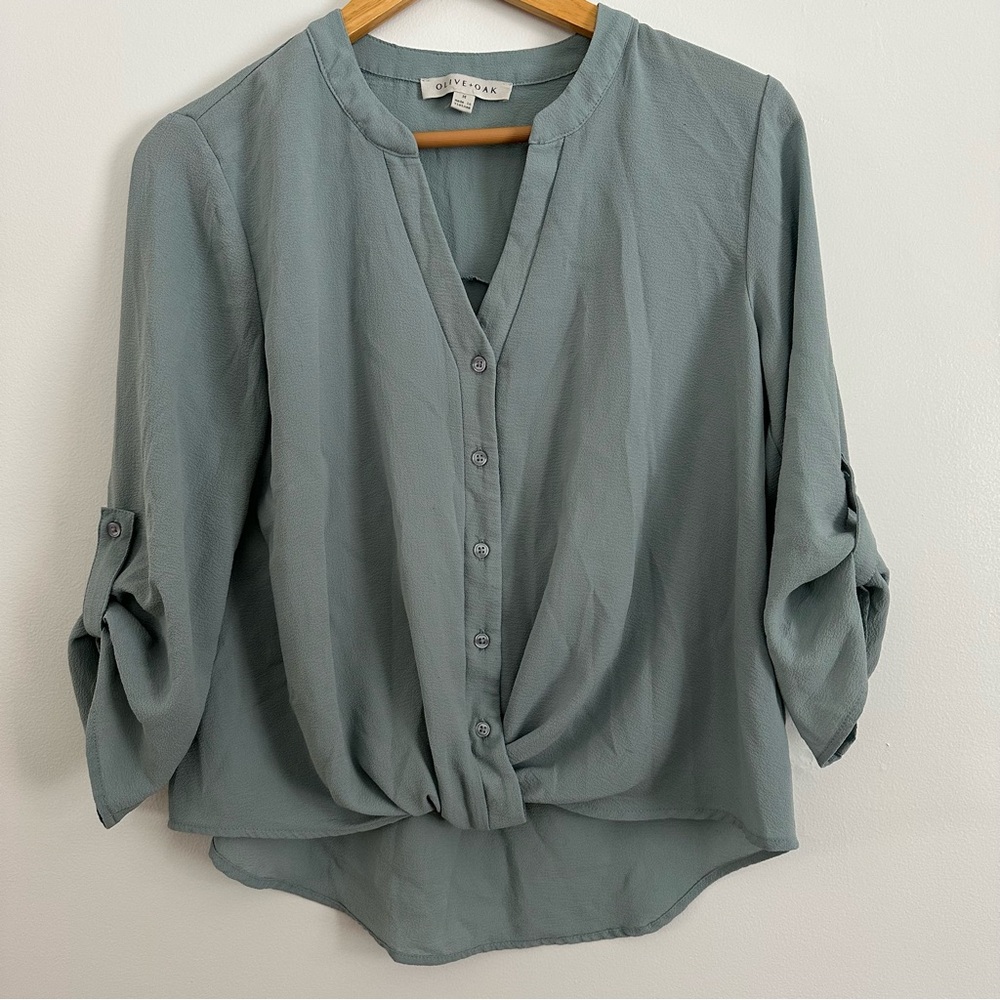 Olive & Oak Green Button-Up Blouse